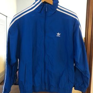 Adidas Blue Zip-Up Track Jacket with High Collar (Small)